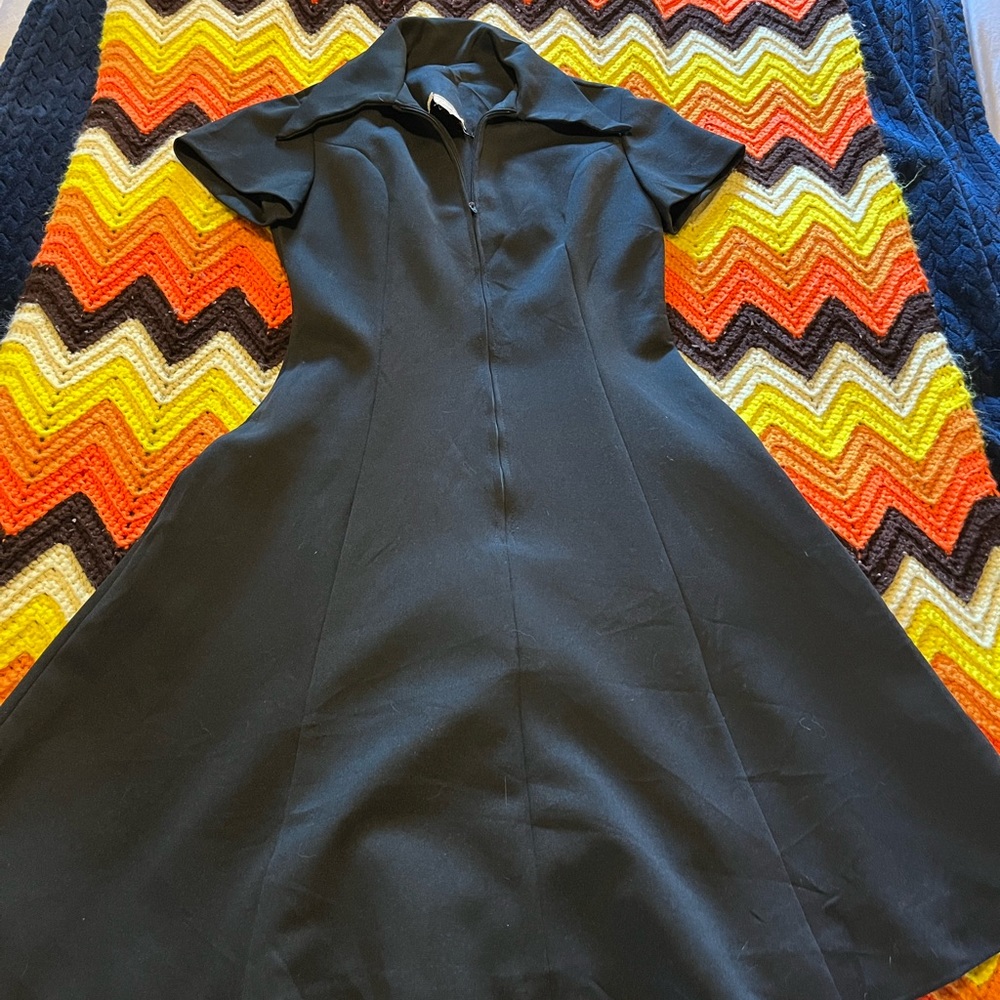 1970’s black polyester dress